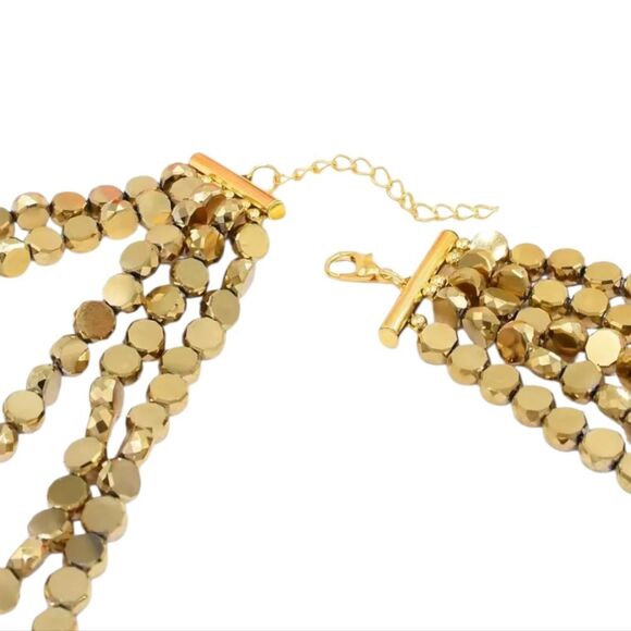 New Zara Elegant Gold Multi Strand Layered Necklace - Picture 5 of 11